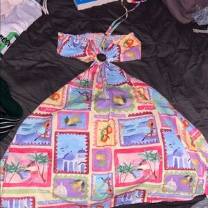 SHEIN Colorful Stamp Print Mini Dress